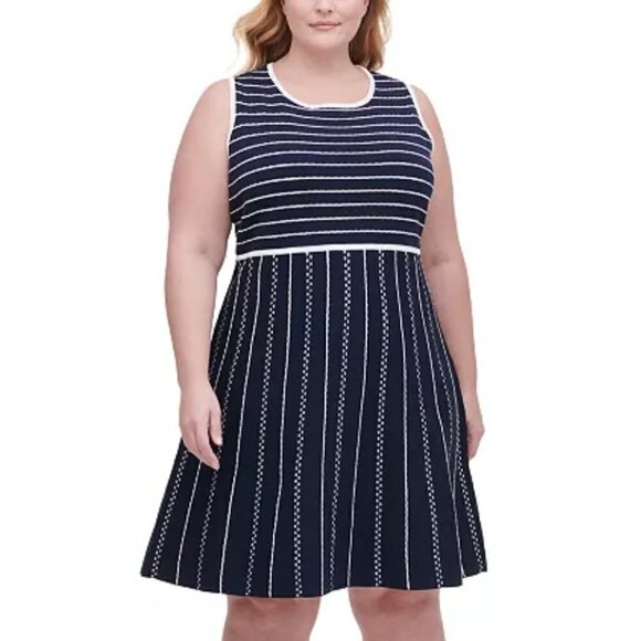 Tommy Hilfiger Plus Sleeveless Striped Sweater Dress 2X - Picture 4 of 11